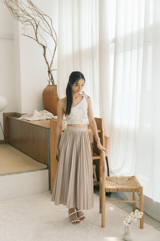 Faith Pleated Skirt (Khaki)