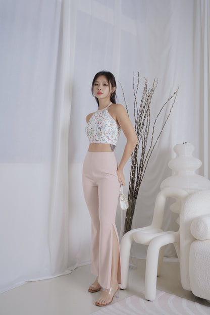 Karla Side Slit Bell Pants (Pink)