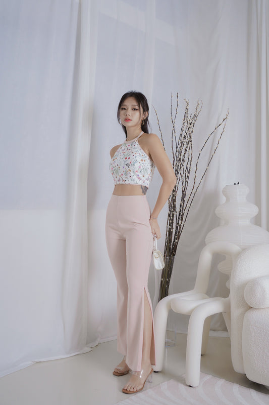 Karla Side Slit Bell Pants (Pink)