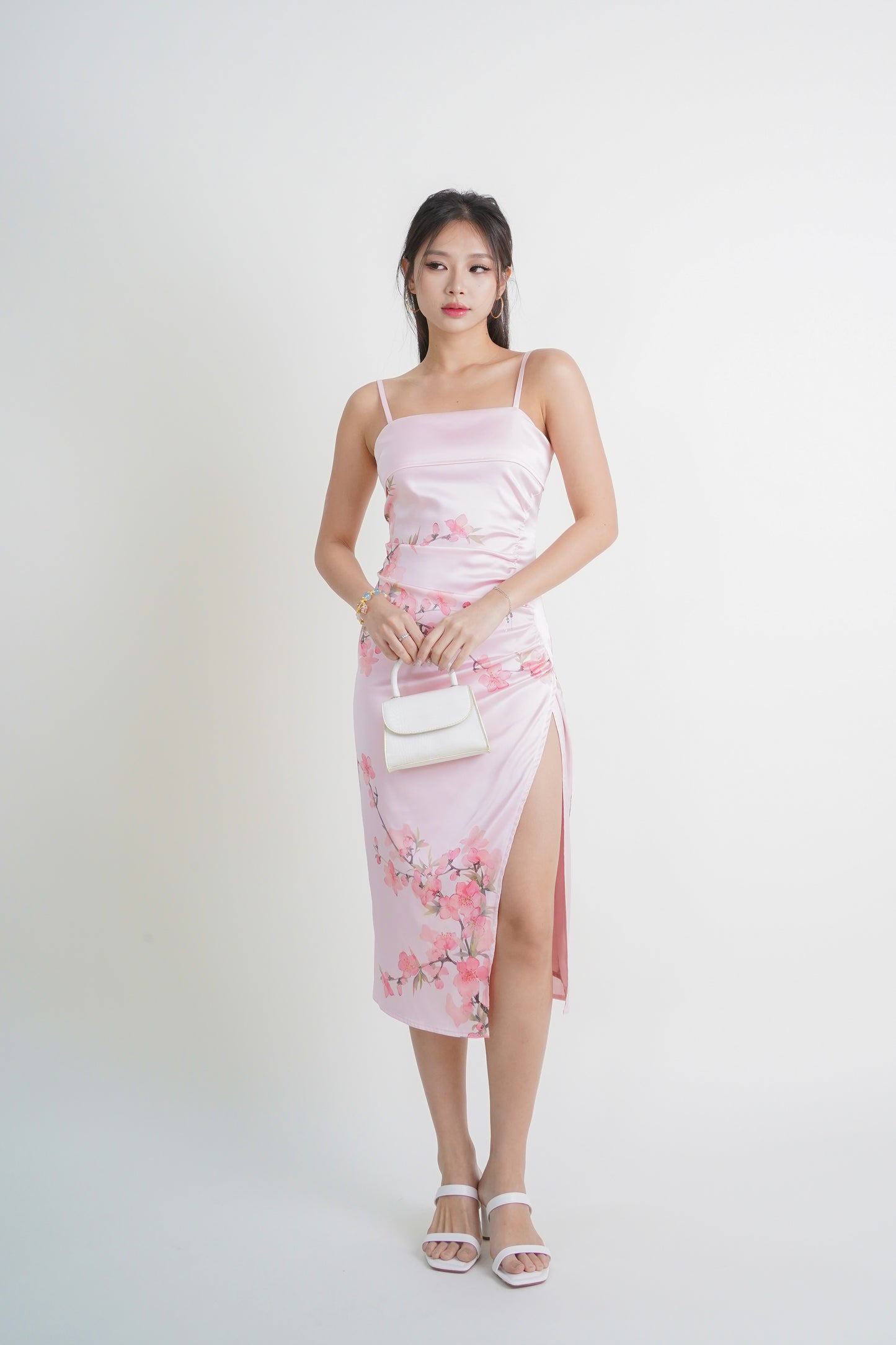 Sakura Ruched Slit Dress