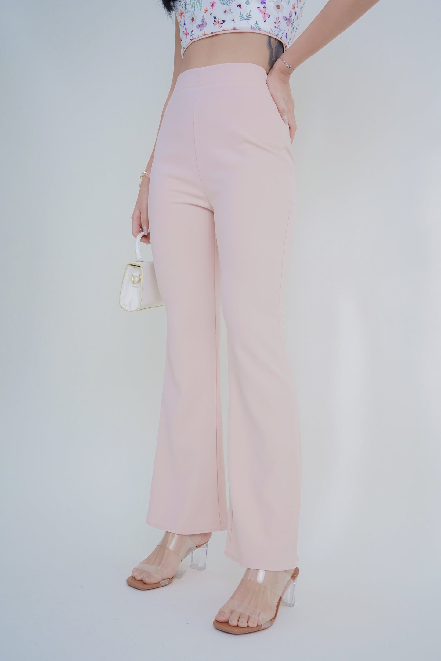 Karla Side Slit Bell Pants (Pink)