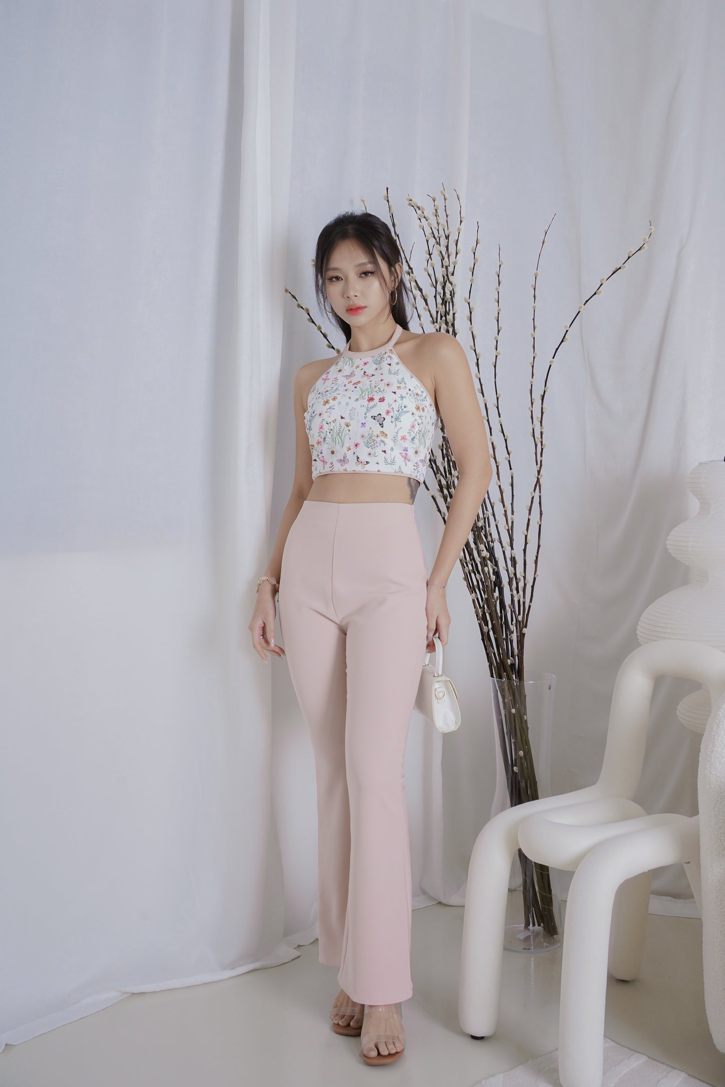 Karla Side Slit Bell Pants (Pink)