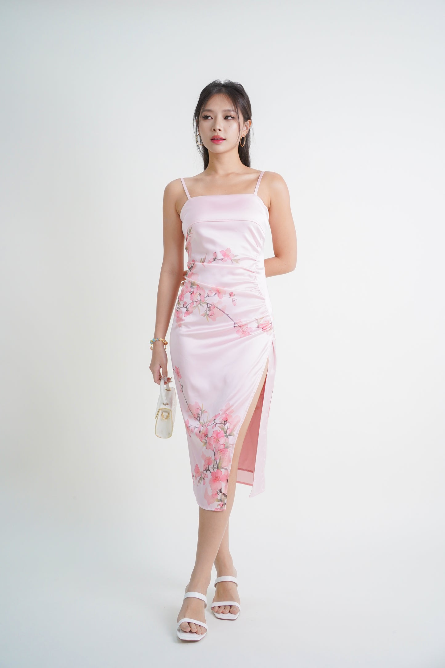 Sakura Ruched Slit Dress