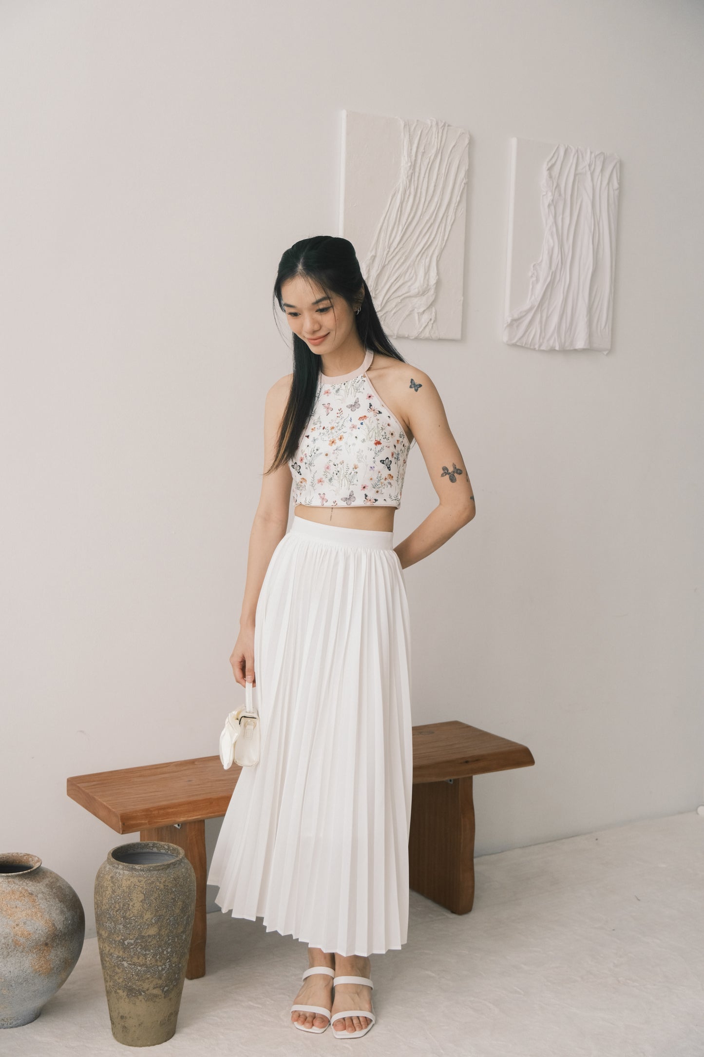 Faith Pleated Skirt (White)